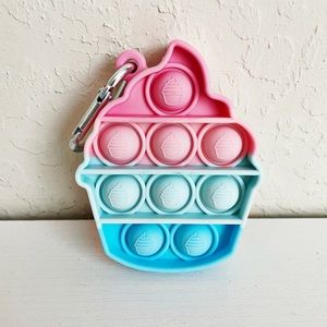 Cutie Cupcake Popper Fidget Bubble Toy with Carabiner for Keychain or Backpack